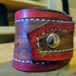 Custom distressed genuine leather bracelet!